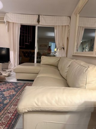 Sofá Chaise Longue Piel Beige