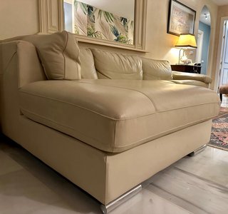 Sofá Chaise Longue Piel Beige