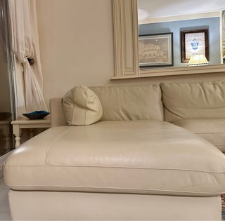 Sofá Chaise Longue Piel Beige
