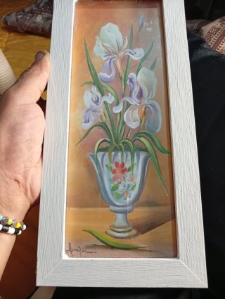 Cuadros de flores de papel y madera