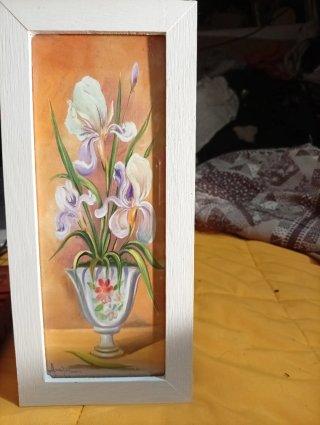 Cuadros de flores de papel y madera