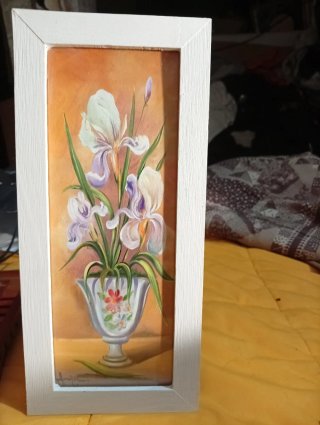 Cuadros de flores de papel y madera