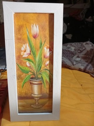 Cuadros de flores de papel y madera