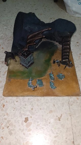 Escenografía de guardias del castillo de fuego