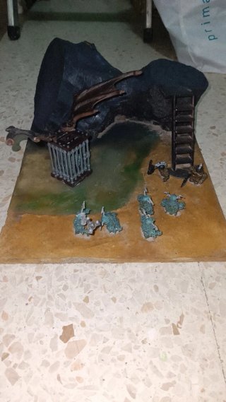 Escenografía de guardias del castillo de fuego
