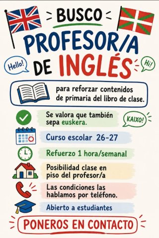 Busco profesor particular refuerzo inglés