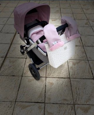 Carro Bugaboo gris y rosa