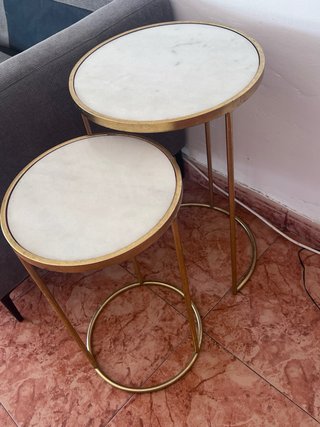 Set di 2 tavolini nido in marmo e oro Zara Home