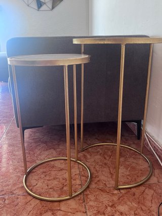Set di 2 tavolini nido in marmo e oro Zara Home