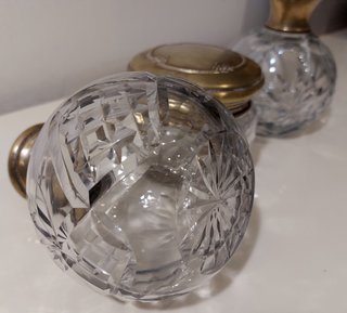 Juego de tocador antiguo cristal y plata de 1920