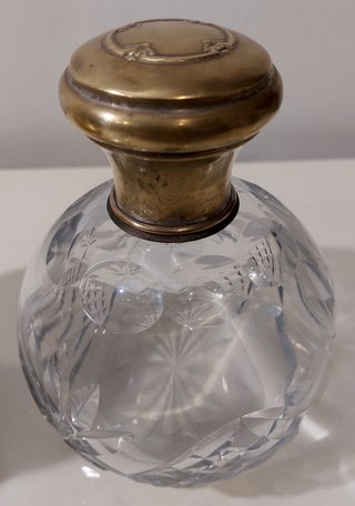 Juego de tocador antiguo cristal y plata de 1920