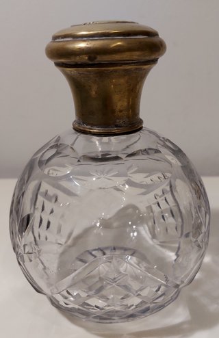 Juego de tocador antiguo de cristal y plata 1920