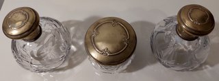Juego de tocador antiguo de cristal y plata 1920