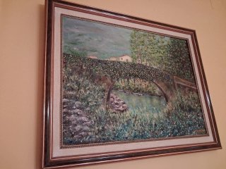 Cuadro al óleo Puente y Casas