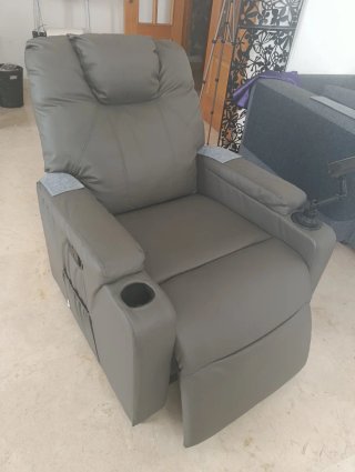 Sillón Reclinable Cuero Sintético Gris