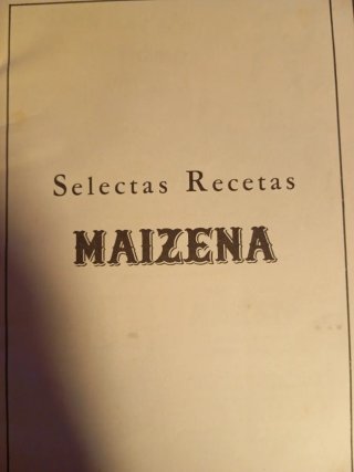 Antiguo libro de recetas de maizena