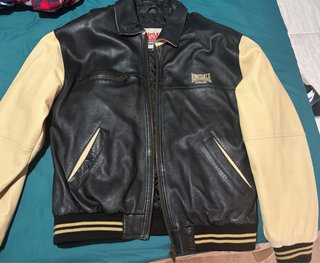 Chaqueta Lonsdale London Cuero Negra y Beige