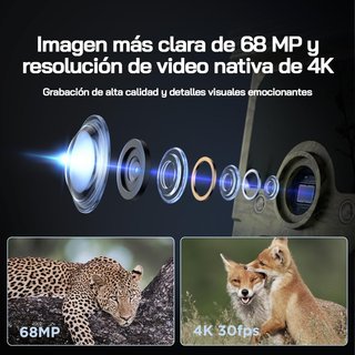 WOLFANG WT03 Cámara WiFi 4K 68MP Solar 5200mAh