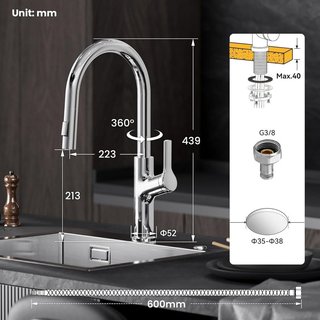CECIPA grifo cocina extensible 2 chorros cromado