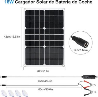 KWODE 18W Cargador Solar Batería Coche 2 Port USB
