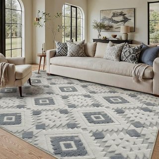 PureCozy alfombra 3D azul gris 160x230cm lavable