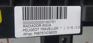 PEUGEOT TRAVELLER * RADIADOR AGUA