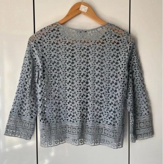 Chaqueta encaje gris Massimo Dutti