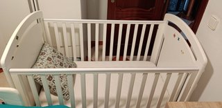 Cuna bebé madera blanca con ositos