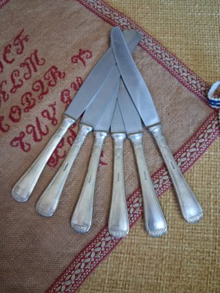 6 Coltelli Antichi Argento 1000