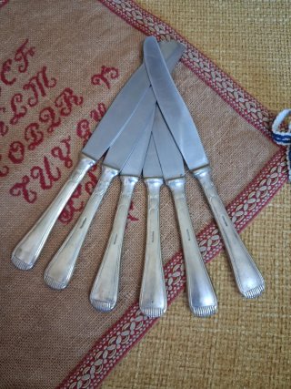 6 Coltelli Antichi Argento 1000