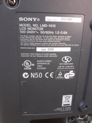 Monitor Video Sony LMD-1410