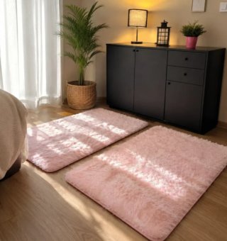 2 Alfombras Terciopelo Rosa 80x120 cm