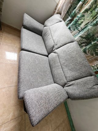Sofá 3+2 plazas tela gris y negro