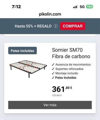 Somier Pikolin Fibermaster 150 fibra de carbono