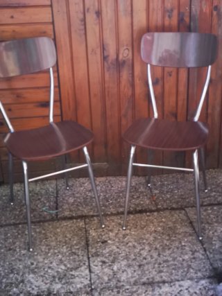 N.2 sedie formica Marrone e metallo cromato