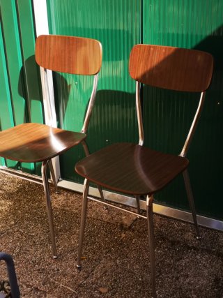 N.2 sedie formica Marrone e metallo cromato