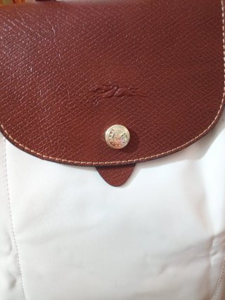 Mochila Longchamp Mujer Blanca y Marrón