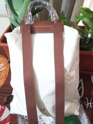 Mochila Longchamp Mujer Blanca y Marrón