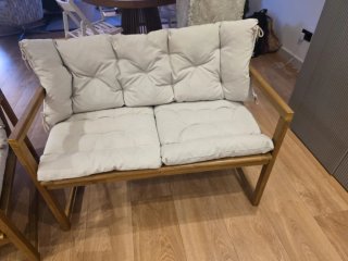 Conjunto Muebles Terraza Madera y Tela