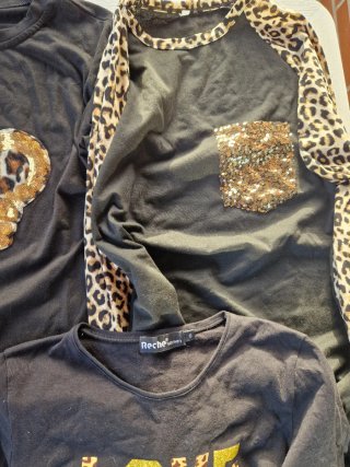 Lote 3 camisetas negras animal print