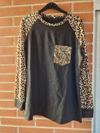 Lote 3 camisetas negras animal print
