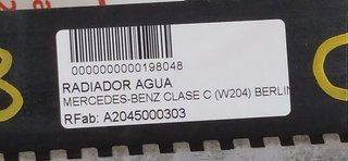 MERCEDES-BENZ CLASE C (W204) BERLINA C 200 CDI BlueEfficiency (204.006) RADIADOR AGUA
