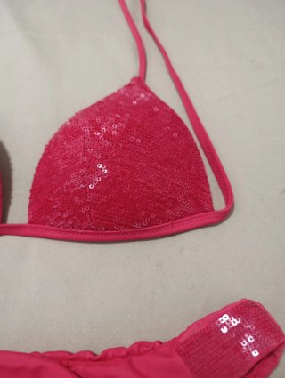 Bikini Calzedonia lentejuelas rosa