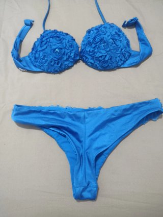 Bikini Calzedonia Azul Flores y Lentejuelas