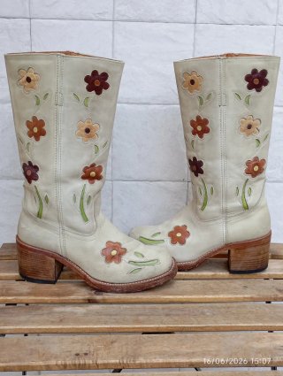 Botas Sendra Piel Flores Beige Talla 39