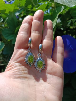 Pendientes de acero y musgo natural (Estilo Arabes