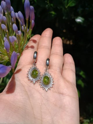 Pendientes de acero y musgo natural (Estilo Arabes