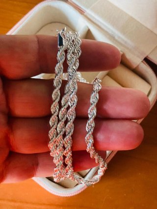 Cadena y pulsera plata estilo soga