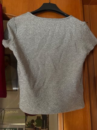 Completo gonna bordeaux e top argento