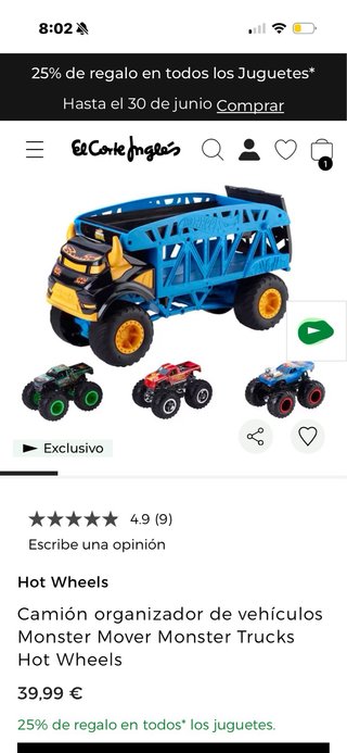 Hot Wheels Monster Trucks Camión Tiburón y Dino